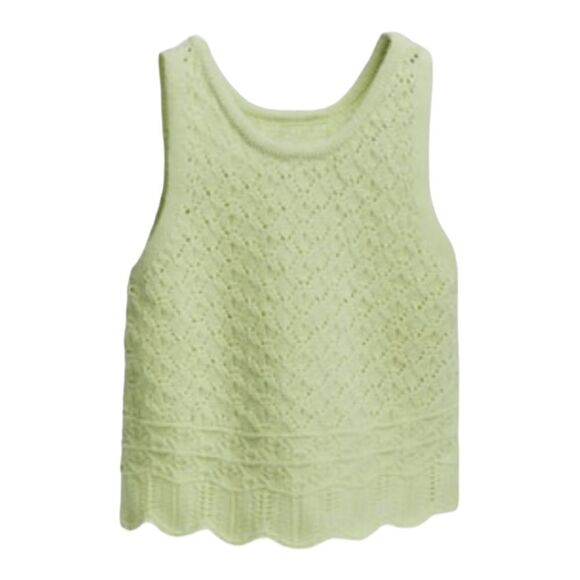 ZARA Kids | Light Lime Green | OPEN WEAVE CROCHET KNIT TOP - Picture 4 of 6